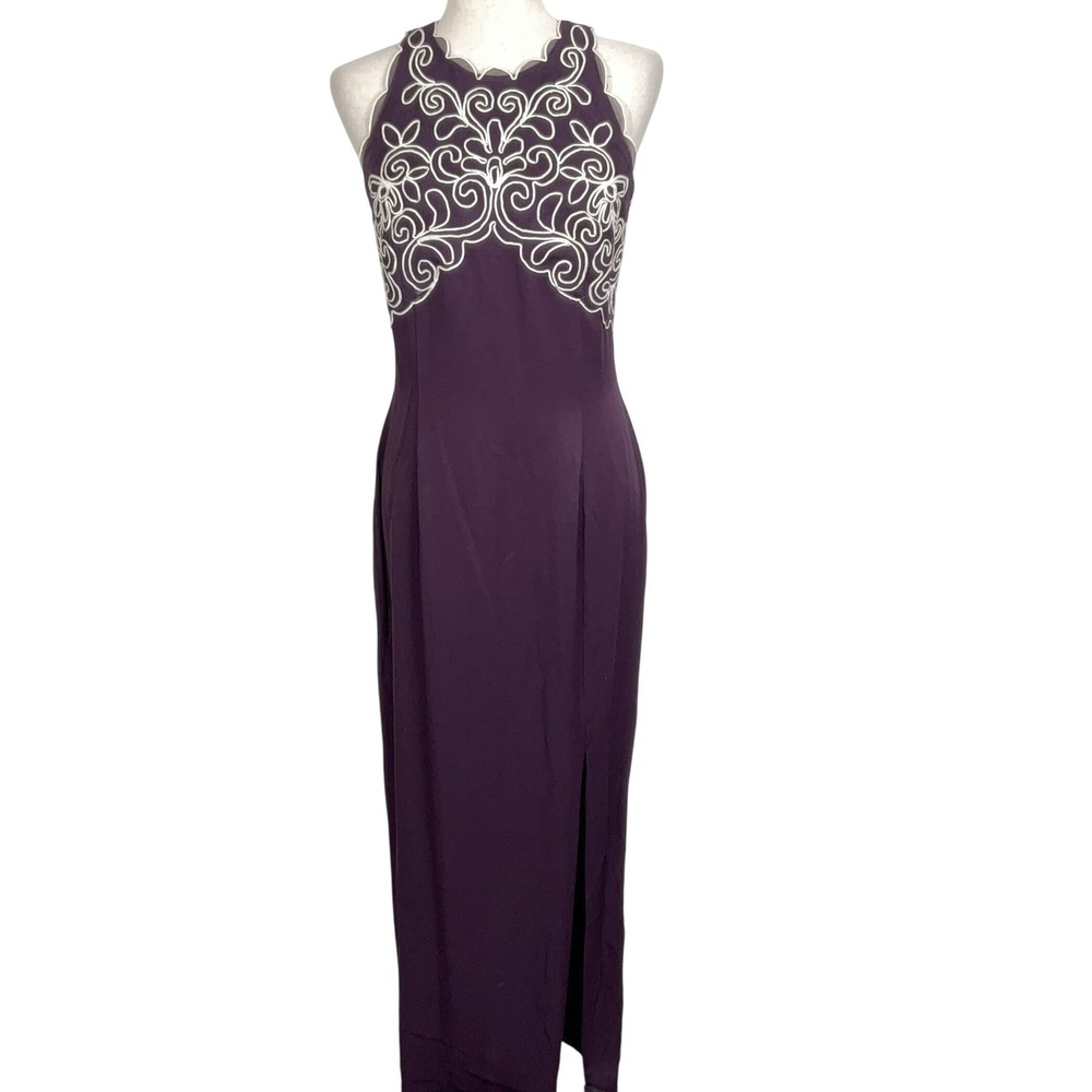 Scott McClintock Dress 10 Purple Open Back Halter Formal Gown Evening Party Maxi